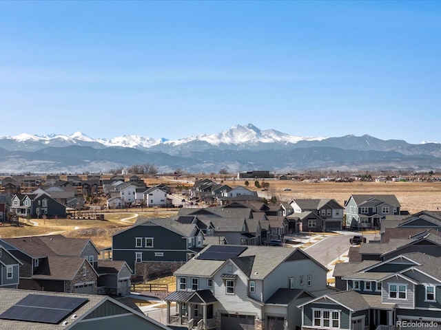 view of mountain feature featuring a residential view