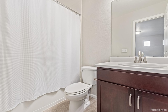 18112 E 104th Way, Commerce City, CO 80022 - bathroom with vanity, shower / tub combo, and a textured wall