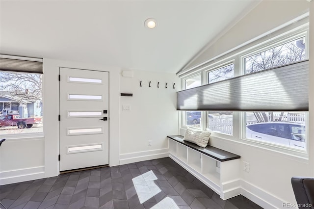 4441 N Meade St, Denver, CO 80211 - entrance foyer featuring recessed lighting, baseboards, and vaulted ceiling