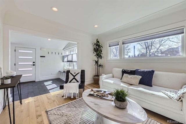 4441 N Meade St, Denver, CO 80211 - living area with baseboards, recessed lighting, and wood finished floors