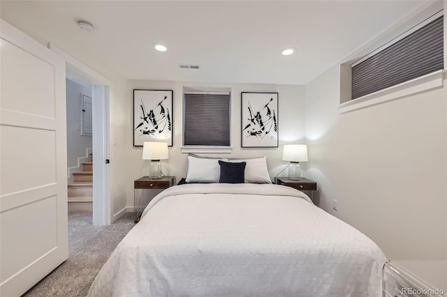 4441 N Meade St, Denver, CO 80211 - bedroom with baseboards, carpet, recessed lighting, and visible vents