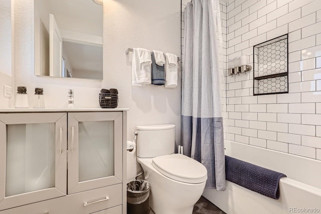 4441 N Meade St, Denver, CO 80211 - full bath with vanity, toilet, and shower / bath combination with curtain