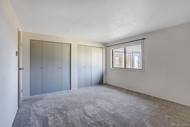 255 Park View Dr, Fairplay, CO 80440 - unfurnished bedroom featuring carpet, multiple closets, and a textured ceiling