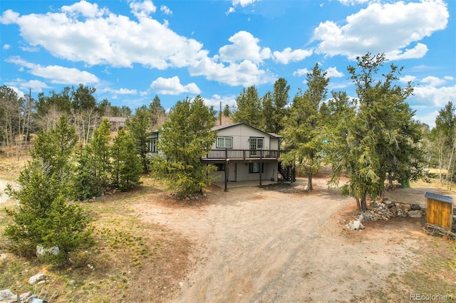 255 Park View Dr, Fairplay, CO 80440 - view of front facade with a wooden deck and stairs