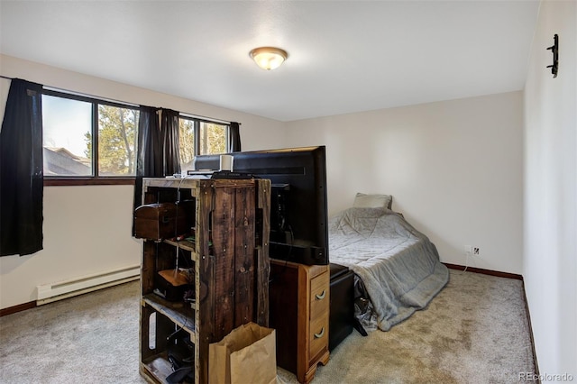 255 Park View Dr, Fairplay, CO 80440 - bedroom featuring baseboards, a baseboard heating unit, and carpet flooring