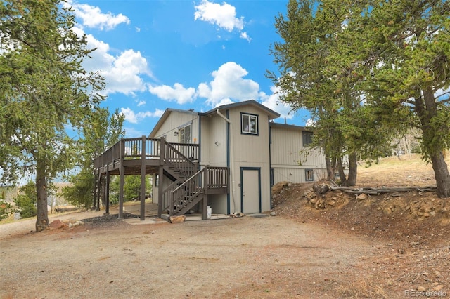 255 Park View Dr, Fairplay, CO 80440 - exterior space featuring stairway and a wooden deck