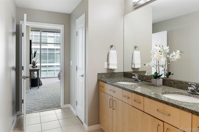 bathroom featuring vanity and tile patterned floors