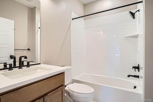 2491 W 69th Pl, Denver, CO 80221 - bathroom featuring vanity, tub / shower combination, and a textured wall