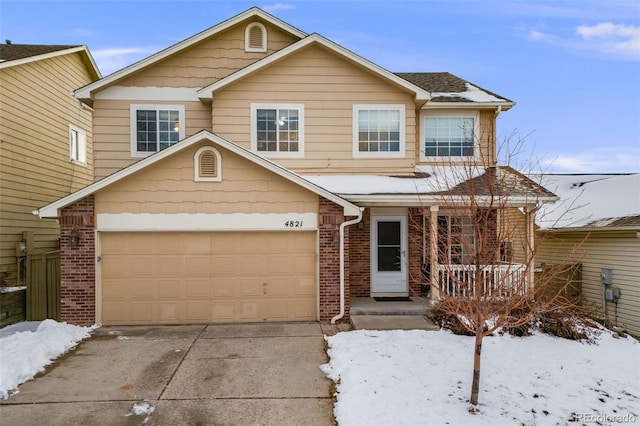 view of front property with a garage