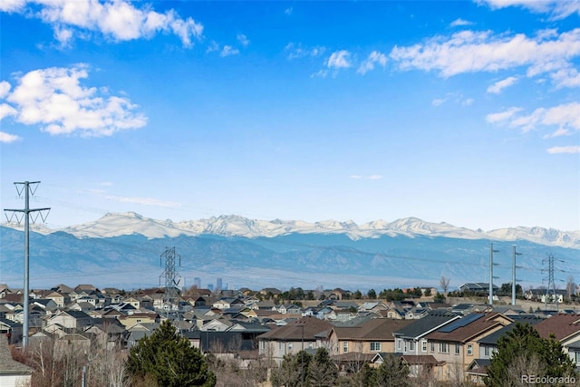 property view of mountains featuring a residential view