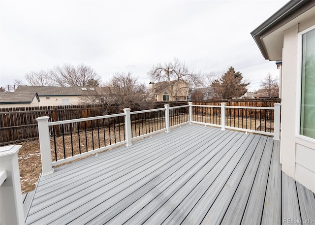 deck featuring a fenced backyard