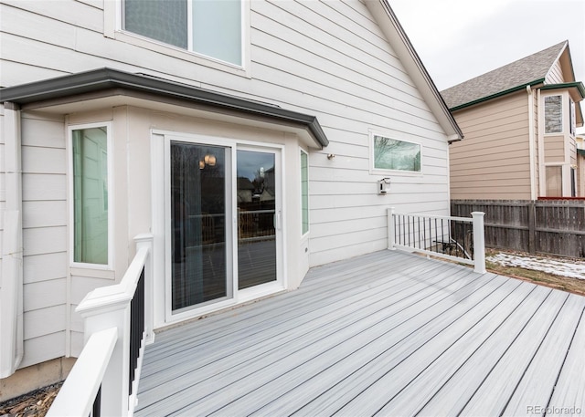 deck featuring fence