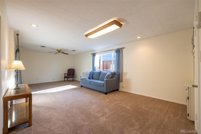 971 Elm Pl, Thornton, CO 80229 - living area with carpet flooring, a ceiling fan, and recessed lighting