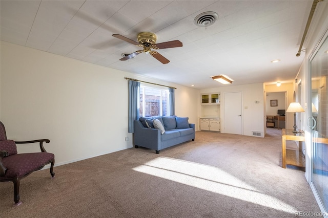 971 Elm Pl, Thornton, CO 80229 - carpeted living area featuring a ceiling fan