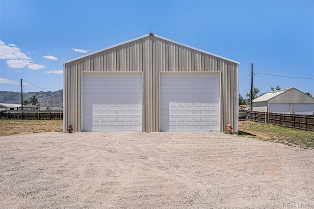 garage with a mountain view