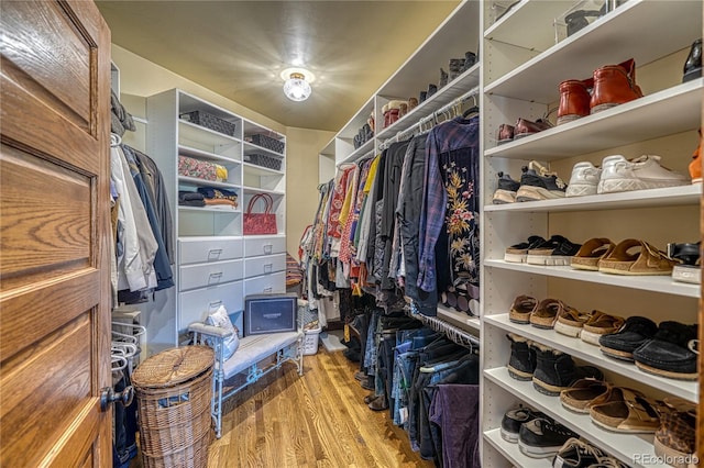 walk in closet featuring light wood-type flooring