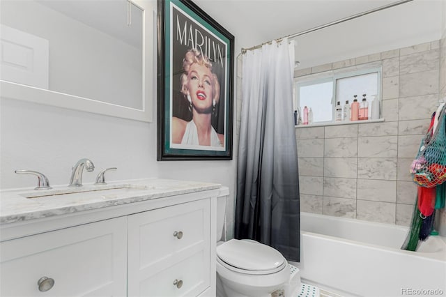 full bathroom featuring vanity, toilet, and shower / bath combo