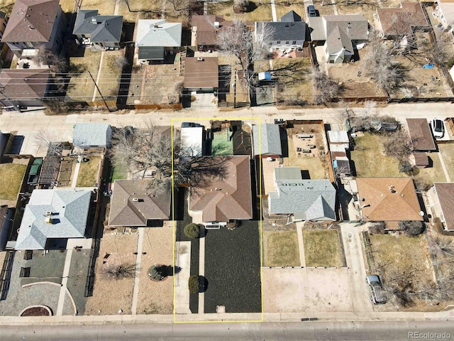 bird's eye view with a residential view