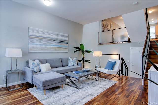 living room with hardwood / wood-style floors