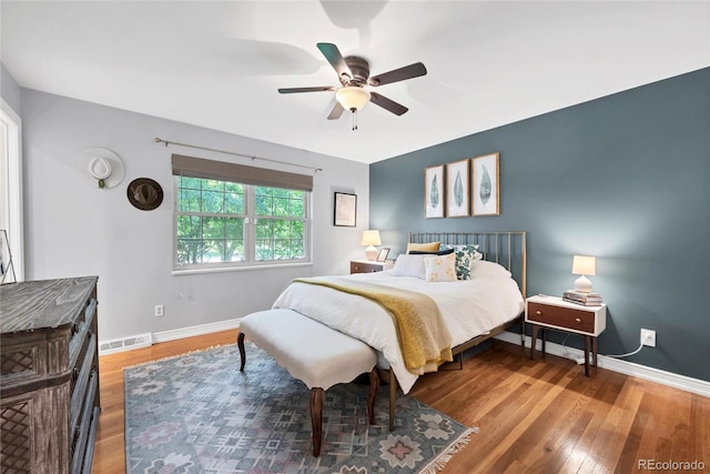 3196 S Newport St, Denver, CO 80224 - bedroom with wood finished floors and a ceiling fan