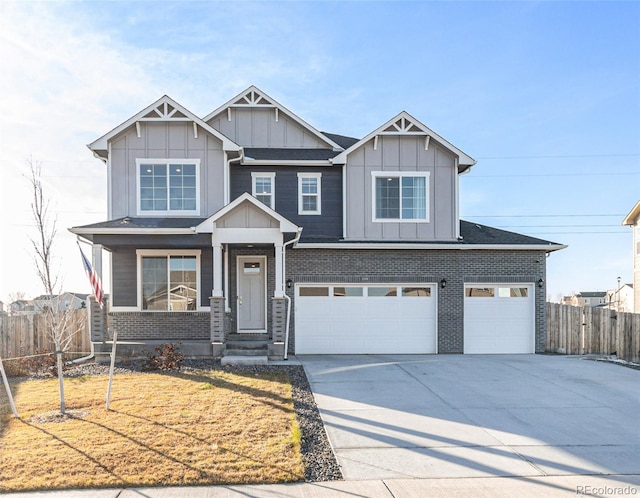 craftsman inspired home featuring a garage