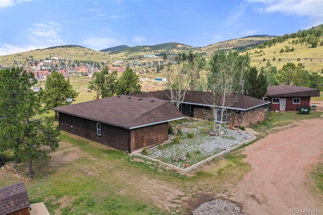 aerial view featuring a mountain view