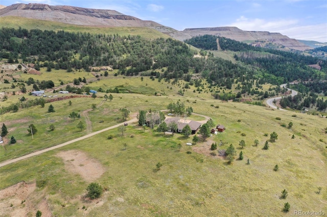 bird's eye view with a mountain view