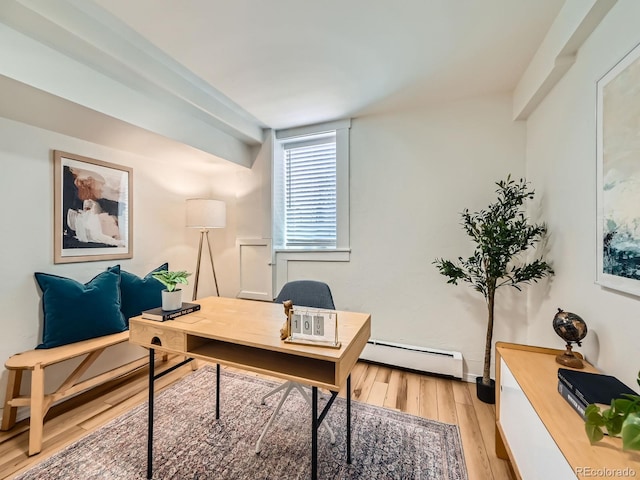 4418 W 11th Ave, Denver, CO 80204 - office area with baseboard heating and light wood finished floors