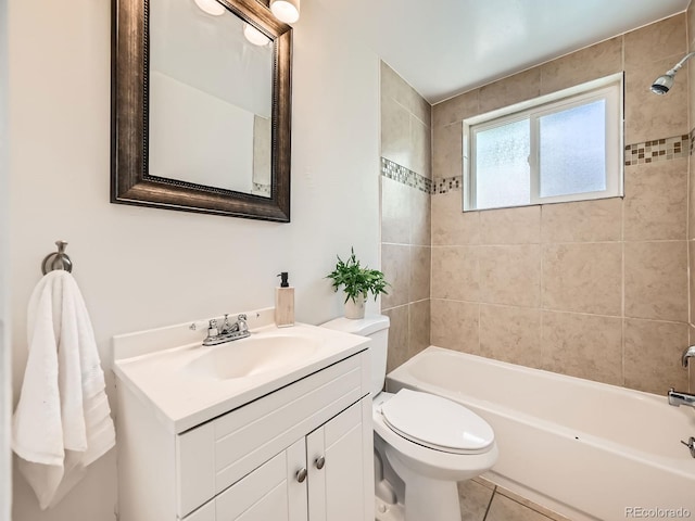 4418 W 11th Ave, Denver, CO 80204 - bathroom with vanity, shower / bathtub combination, and tile patterned floors