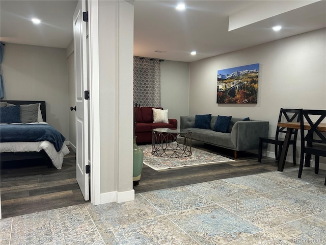 living room with hardwood / wood-style floors