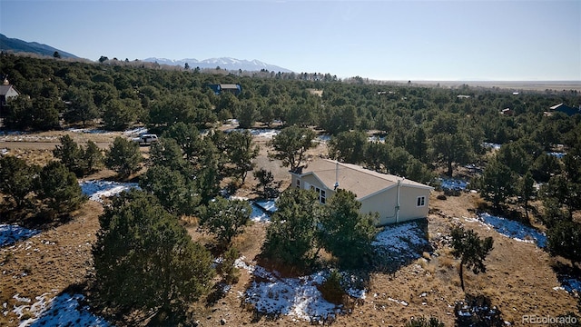 birds eye view of property featuring a mountain view