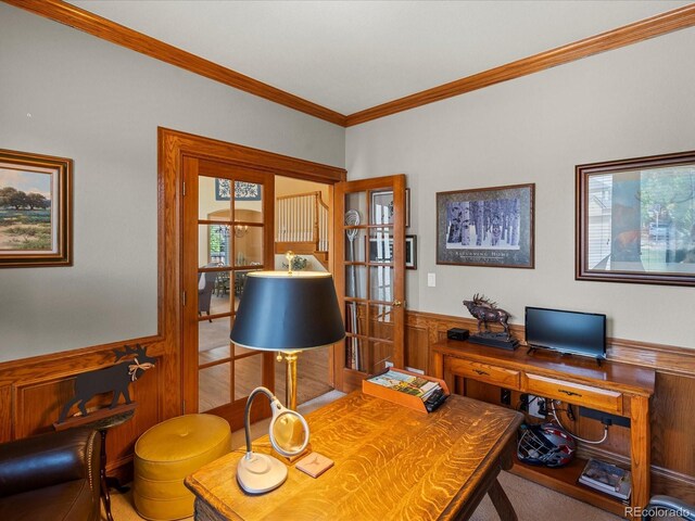5700 S Benton Cir, Littleton, CO 80123 - office with crown molding and a wainscoted wall