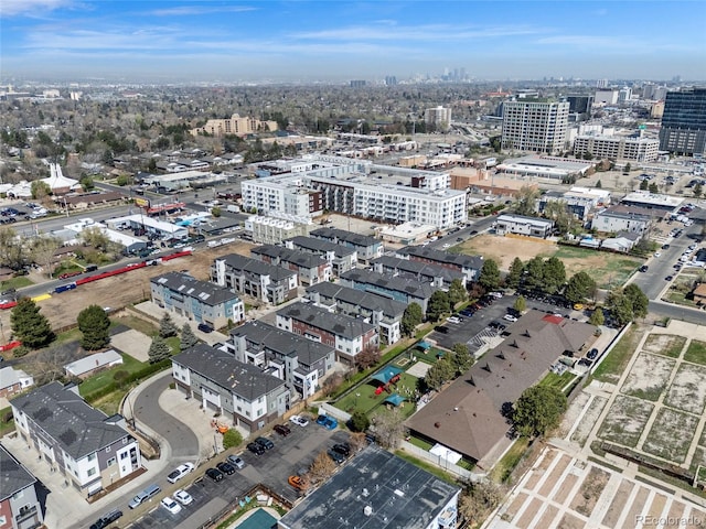 drone / aerial view featuring a city view