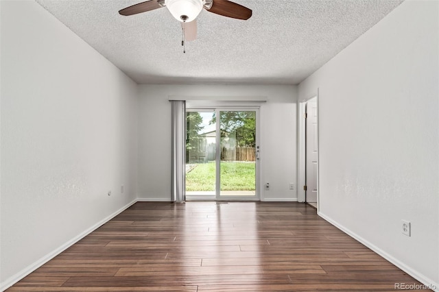 3735 S Lewiston St, Aurora, CO 80013 - unfurnished room with a ceiling fan, a textured ceiling, and wood finished floors