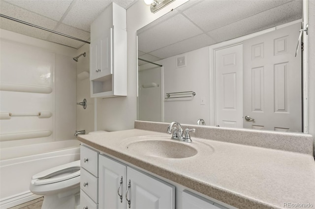 3735 S Lewiston St, Aurora, CO 80013 - full bathroom featuring a drop ceiling, vanity, and shower / bathtub combination