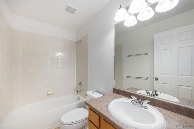 6833 E 115th Ave, Thornton, CO 80233 - bathroom featuring vanity, shower / bath combination, and a chandelier