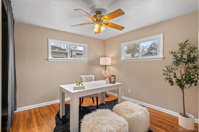 2248 Lima St, Aurora, CO 80010 - home office featuring wood finished floors and ceiling fan