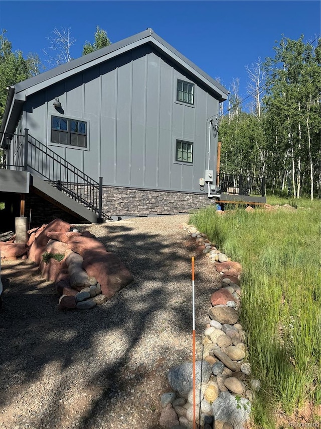 47 Lumberjack Rd, Fairplay, CO 80440 - view of home's exterior with board and batten siding and a wooden deck
