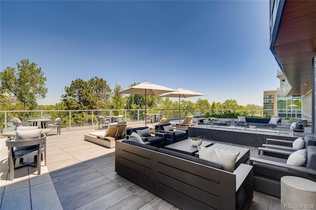 view of patio with an outdoor hangout area