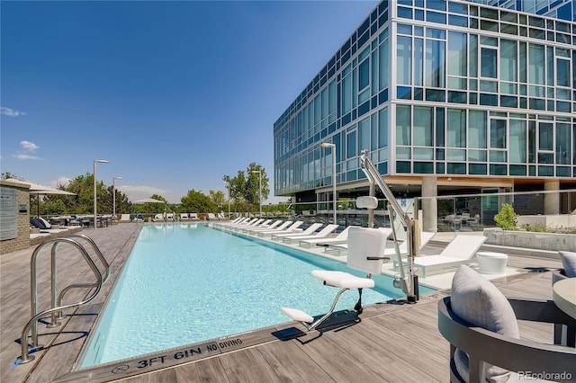 view of pool with a patio area