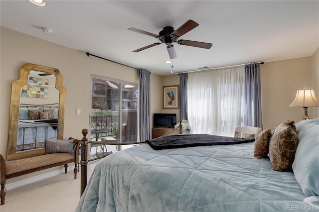 9546 Firenze Way, Highlands Ranch, CO 80126 - bedroom featuring access to outside, multiple windows, carpet, a ceiling fan, and recessed lighting