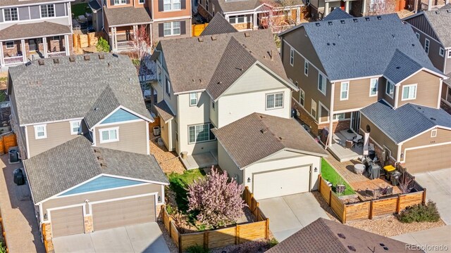 bird's eye view with a residential view