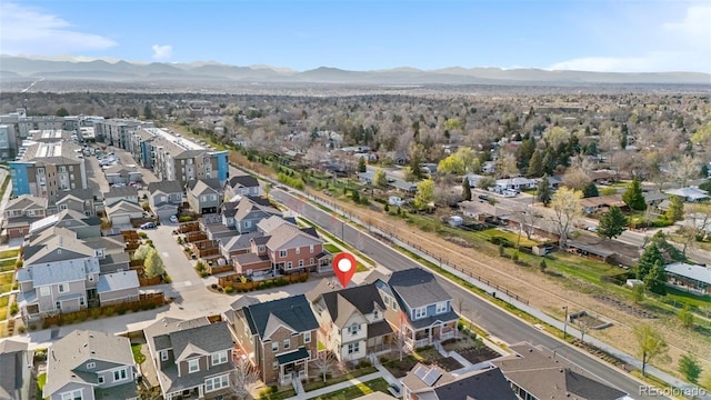 aerial view featuring a mountain view