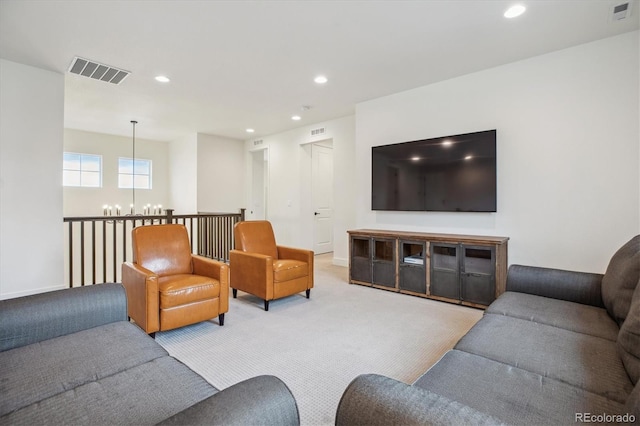 14423 Shasta Daisy Ln, Parker, CO 80134 - living area with carpet flooring, recessed lighting, and a chandelier