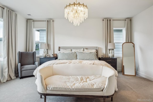 14423 Shasta Daisy Ln, Parker, CO 80134 - carpeted bedroom featuring a chandelier and baseboards