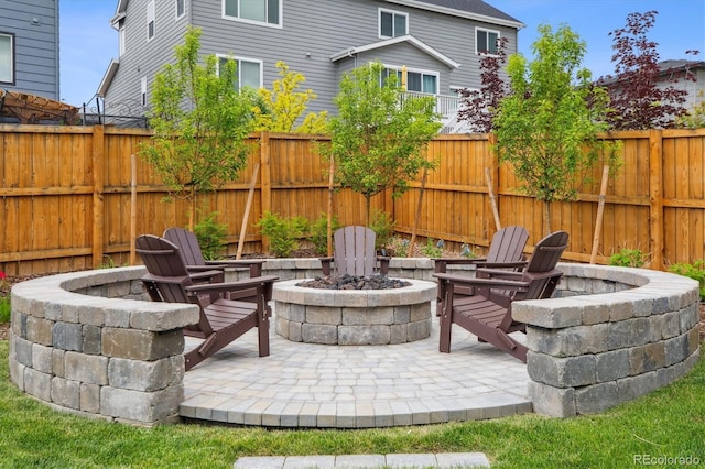 14423 Shasta Daisy Ln, Parker, CO 80134 - view of patio with an outdoor fire pit