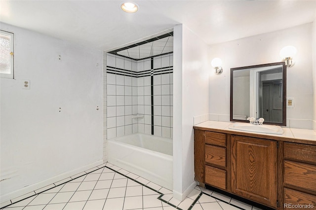 4010 Grove St, Denver, CO 80211 - full bathroom with vanity, tile patterned floors, and bathtub / shower combination