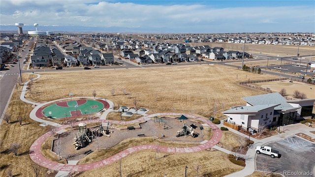 drone / aerial view with a residential view