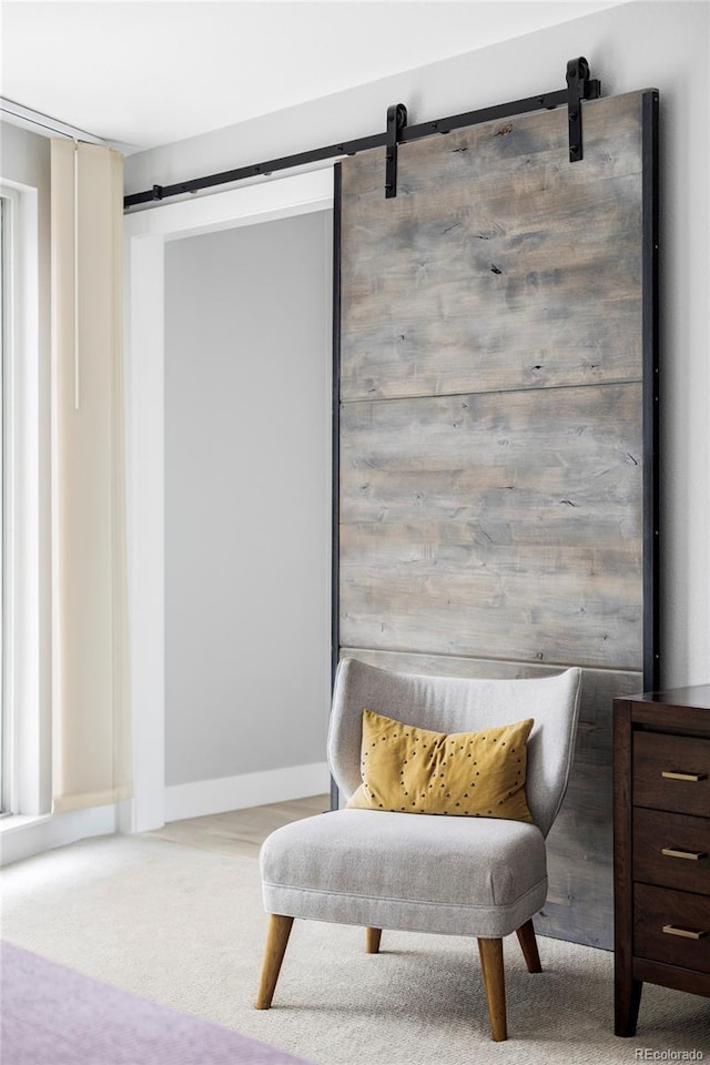 3156 W 20th Ave, Denver, CO 80211 - living area with a barn door and carpet