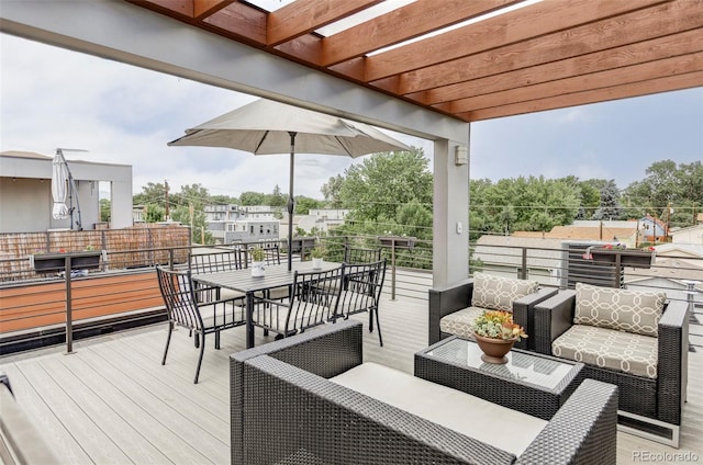 3156 W 20th Ave, Denver, CO 80211 - wooden deck featuring a pergola and outdoor lounge area